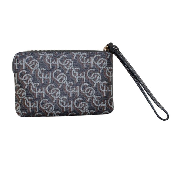 COACH Women's Corner Zip Wristlet with Monogram Print (Black) - Picture 1 of 15
